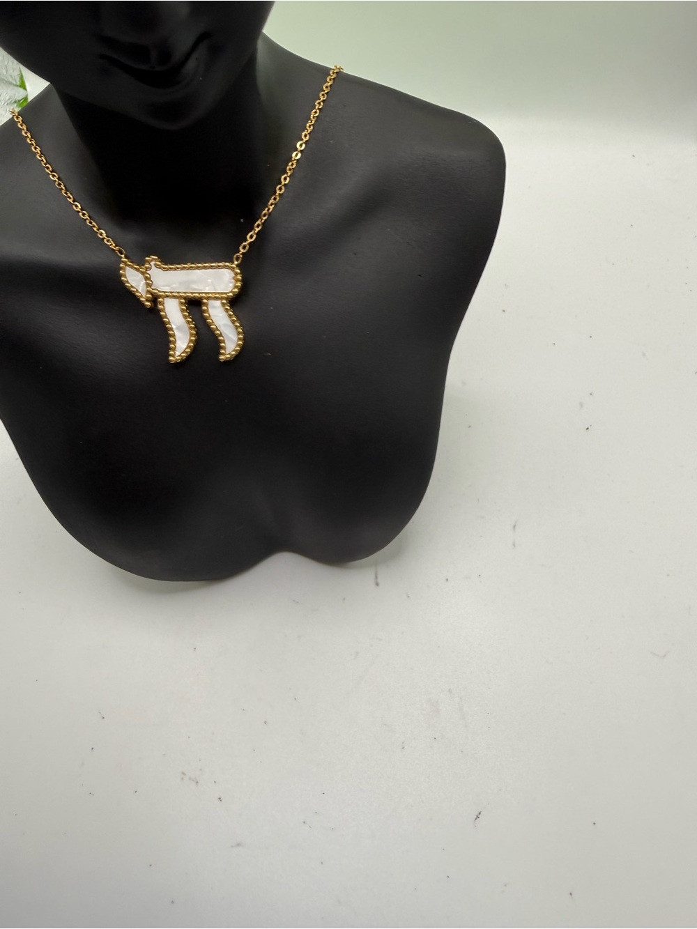 Chai White Enamel Pendant Necklace